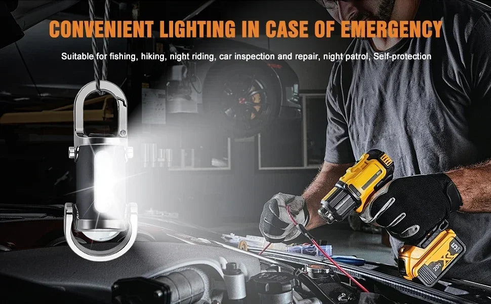 COB LED Keychain Light USB Rechargeable Waterproof Mini Flashlight