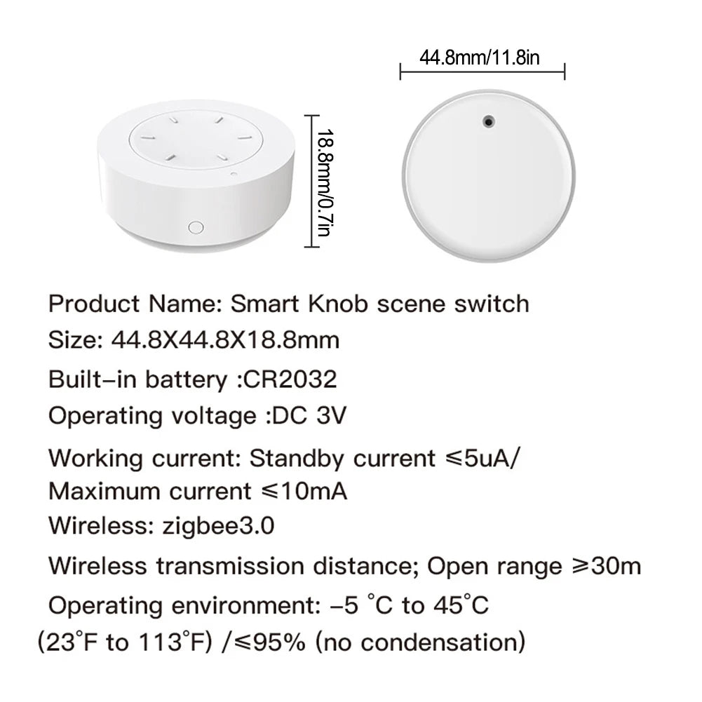 For Zigbee Smart Rotary Knob Switch for Controlling Light Bulbs Remotely with One Touch Operation and Wide Hub Compatibility