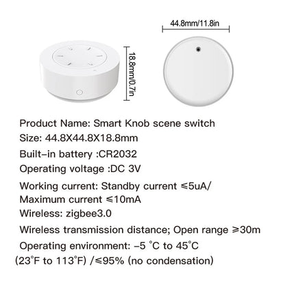 For Zigbee Smart Rotary Knob Switch for Controlling Light Bulbs Remotely with One Touch Operation and Wide Hub Compatibility