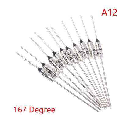 10Pcs RY Thermal Fuse 15A 250V Temperature Cutoff 121C–192C