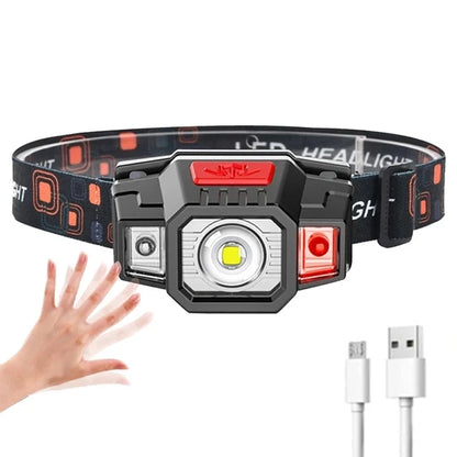 8 Modes Motion Sensor XPE COB LED Headlamp USB Rechargeable
