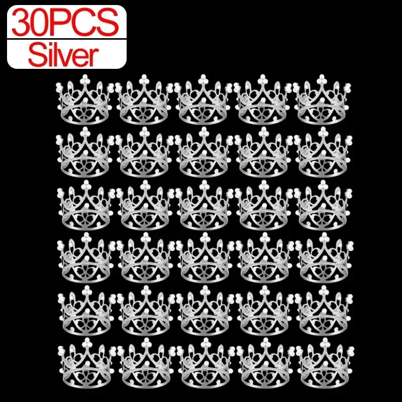 Wholesale Crown Cake Decoration Gold Silver Pearl Crown Topper Mini Princess Headwear Decoration Birthday Wedding Decor Supplies