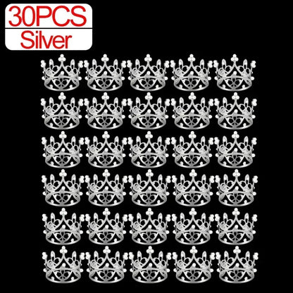 Wholesale Crown Cake Decoration Gold Silver Pearl Crown Topper Mini Princess Headwear Decoration Birthday Wedding Decor Supplies