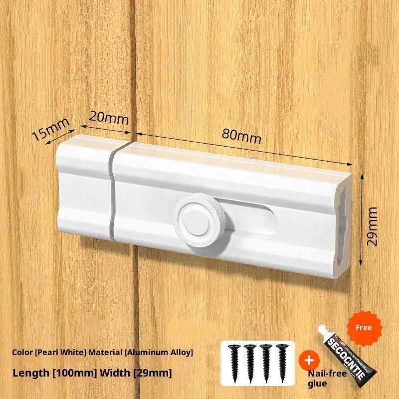 No Punching Door Lock Buckle Anti-Theft Latch Adhesive Hardware