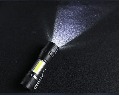 USB Rechargeable Mini Flashlight COB XPE Zoom Torch 3 Mode