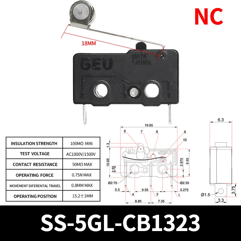 10/50/100Pcs Micro Limit Switch SPDT Snap Action, 5A 250V Mini Switch for Home Appliance, Control Circuit, DIY Projects