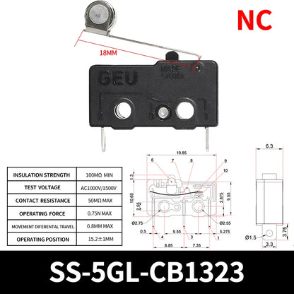 10/50/100Pcs Micro Limit Switch SPDT Snap Action, 5A 250V Mini Switch for Home Appliance, Control Circuit, DIY Projects