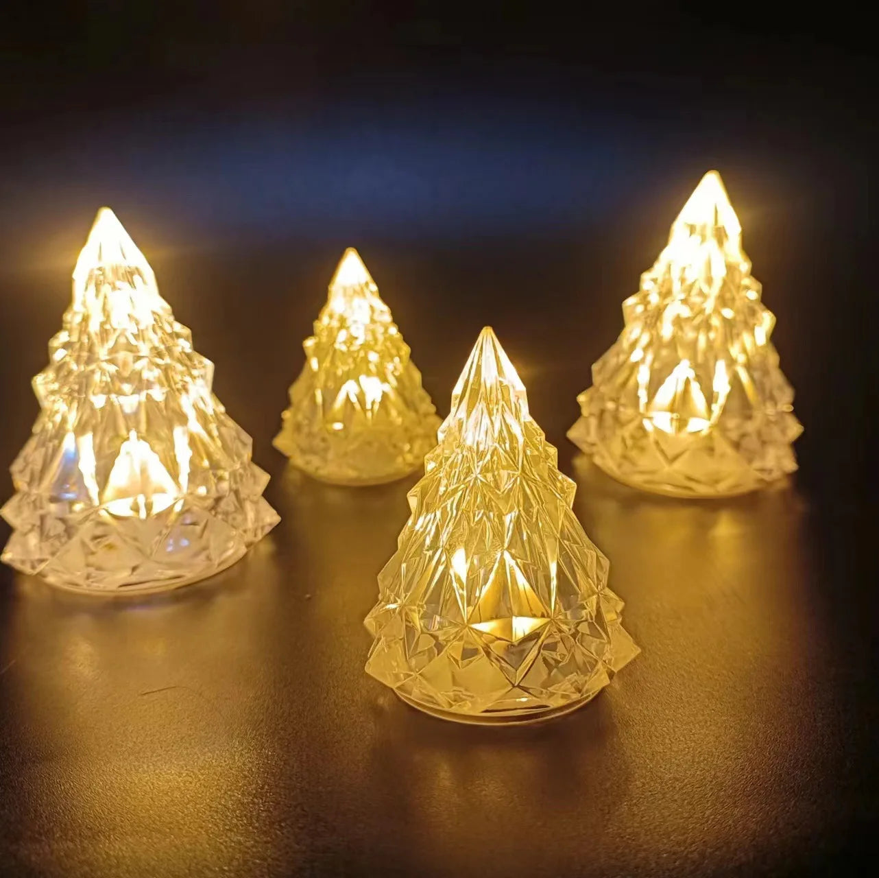 Crystal LED Flameless Candle Lantern Battery Night Light for Decor