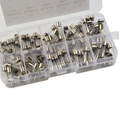 100pcs Insurance Tube Glass Fuses Kit Household 0.2A-20A 100pcs 16*12*2.1cm 250V High Quality Standard Fast Blow