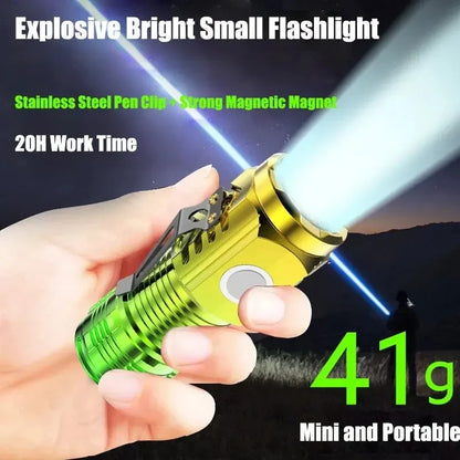 Super Bright 3LED Mini Flashlight Portable Pen Clip Lamp Built-in Battery USB Rechargable Torch With Tail Magnet Emergency Lamp