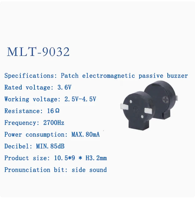Active and Passive Electromagnetic Patch Buzzers MLT-4020 MLT-5018 MLT-5020 MLT-5030 5525 7525 8530 8540 9025 9032 9045 MLT9650