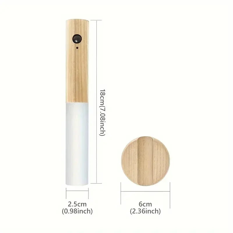 Creative LED Wood Wall Light Motion Sensor Type-C Night Lamp