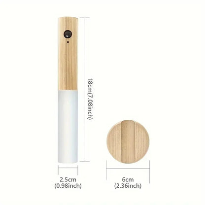 Creative LED Wood Wall Light Motion Sensor Type-C Night Lamp
