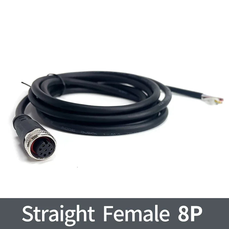 2m M12 Waterproof Sensor Cable Male & Female Connector 4/5/8/12 Pin Integrated Injection Molded
