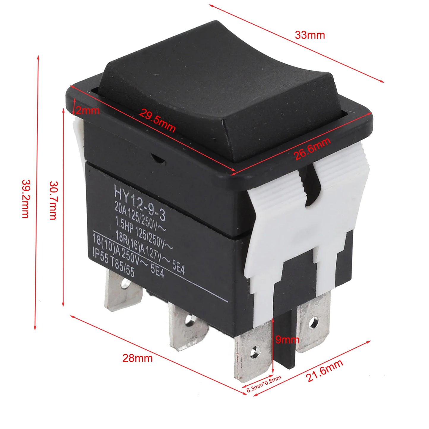 6Pins Pushbutton Rocker Switch 125250V 20A for HY1293 Easy Installation and Reliable Performance for Electrical Needs