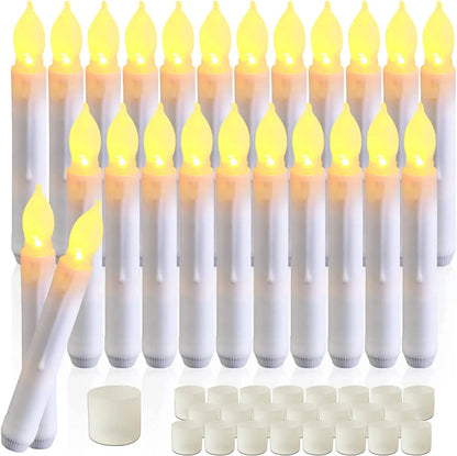 12PCS LED Flameless Candle Lights Battery Operated Taper Tealight Decor