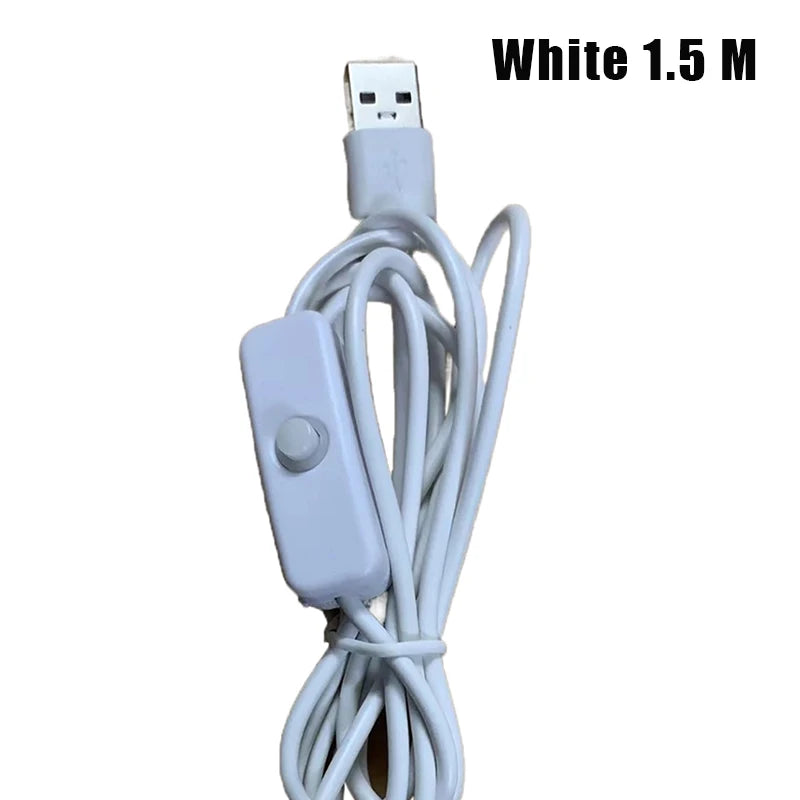 1M/1.5M USB Male To 2 Core Connection Cable 5V Switch Power Supply Wire 501 Button ON OFF 2A For LED Strip Lamp Bulb Light