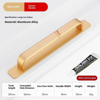 Drill-free Aluminum Handle for Sliding Door Window Drawer Bathroom Push-Pull