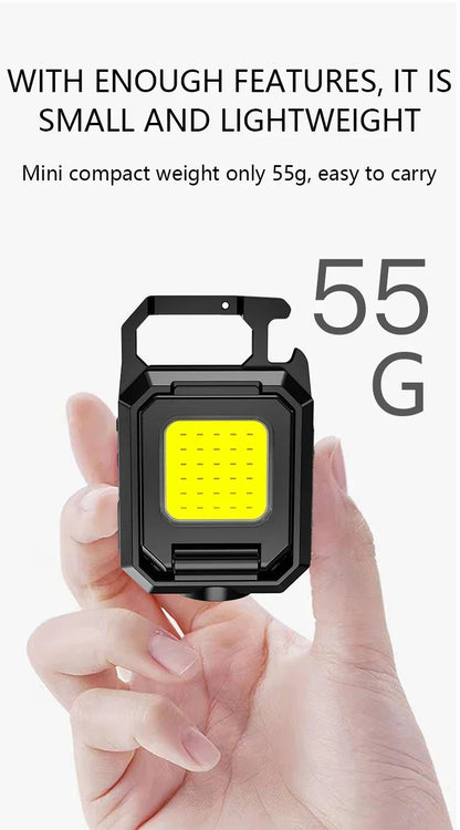Rechargeable LED Pocket Flashlight Folding Bracket Keychain Light