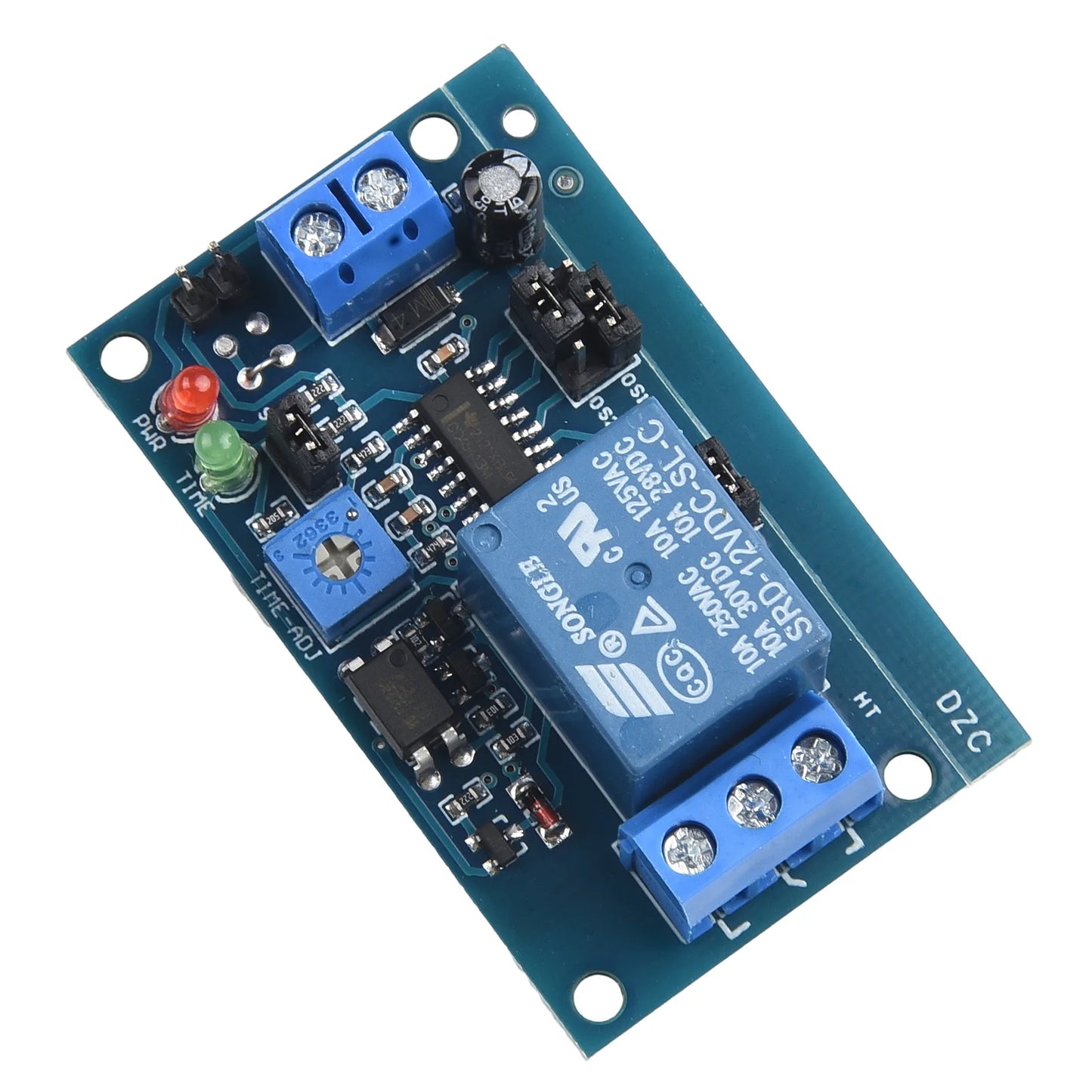 Normally Open 12V Time Delay Relay Module with Adjustable Timing for Turn On/Turn Off Switch Suitable for 250V AC Load