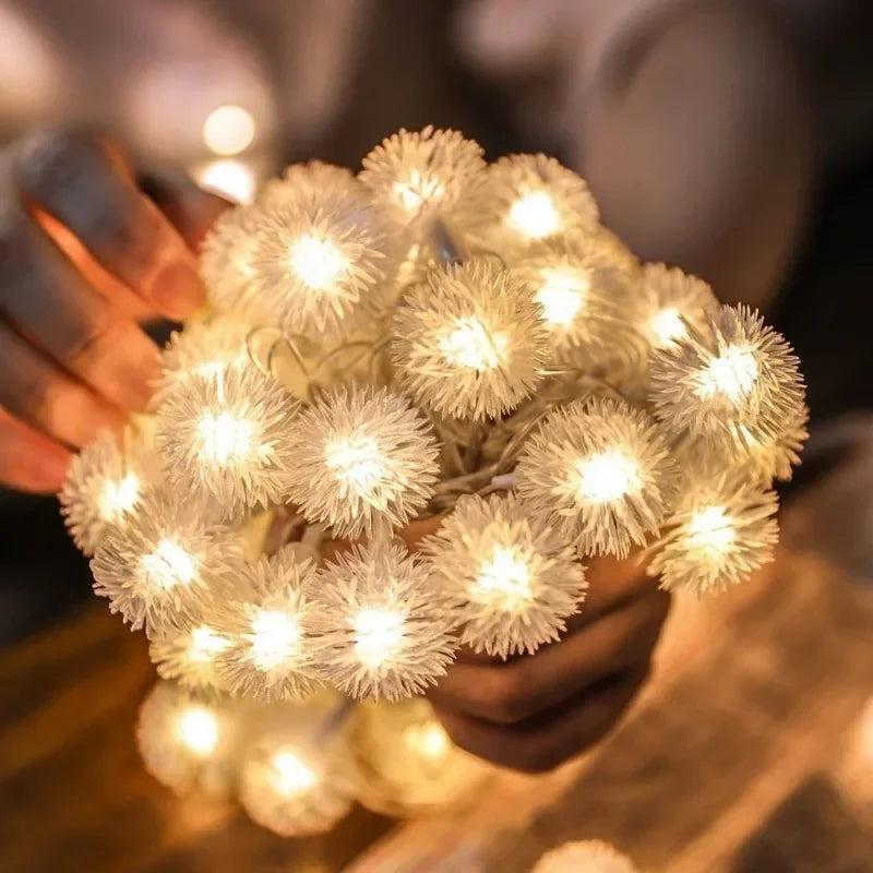 Xmas Valentine Wedding Decor Dandelion Fairy Lights Battery Operated LED Garlands for Garden Holiday 1.5M/3M/6M Lamps