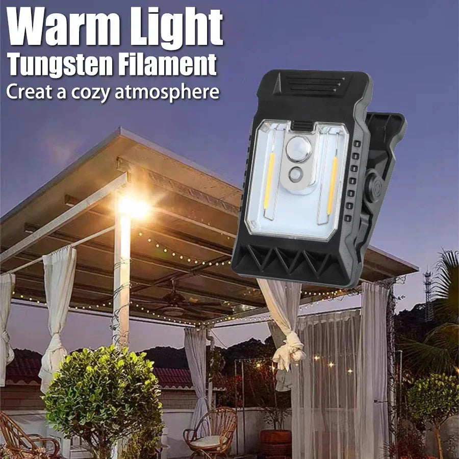 Solar Sensor Motion Light Clip on Lawn Lamp Outdoor Waterproof Work Light Camping Household Garden Lighting Courtyard Lamp