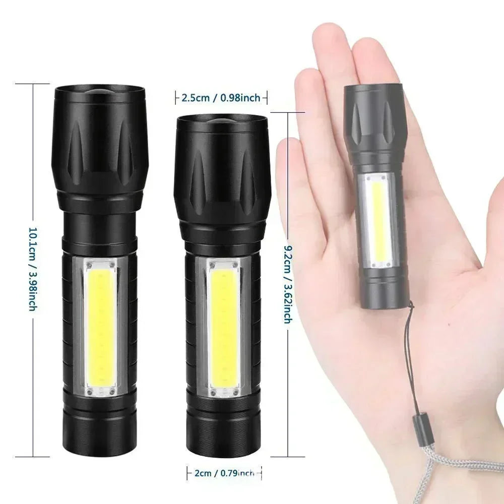 COB+XPE Mini LED Pocket Flashlight with Pen Clip Portable USB Rechargeable Torch Outdoor Zoomable Light Tactical Lantern Lamp