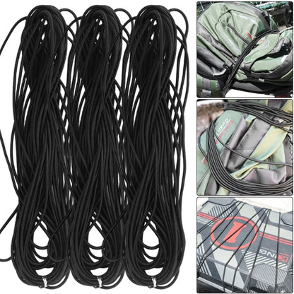 Bungee Cord 10m for Motorcycle Luggage Rope Car Roof Rack Tie Down Strap Elastic Shock Cord for Cargo Net DIY Black 2mm-3mm
