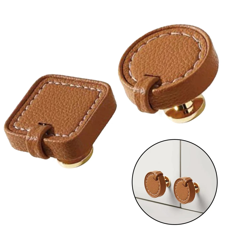 For Kitchen Cabinets Zinc Alloy Knobs Leather Drawer Pulls Stylish Furniture Pulls Sturdy Construction Stylish Furniture Accents