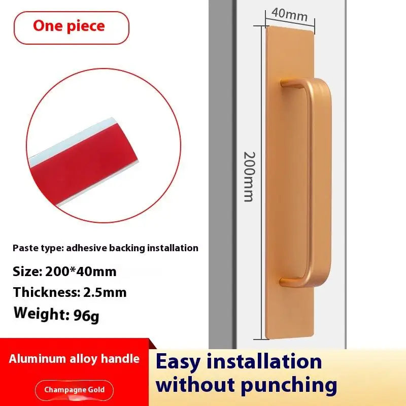 New Aluminium Alloy Punch-Free Furniture Cabinet Handle Sliding Door Pull and Flush Hardware Set for Wood Door Drawer