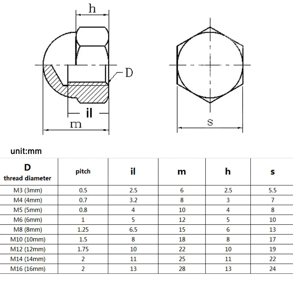 Stainless_Steel_Acorn_Dome_Nut_Assorted_Sizes_M3_M16