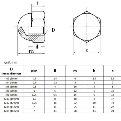 Stainless_Steel_Acorn_Dome_Nut_Assorted_Sizes_M3_M16