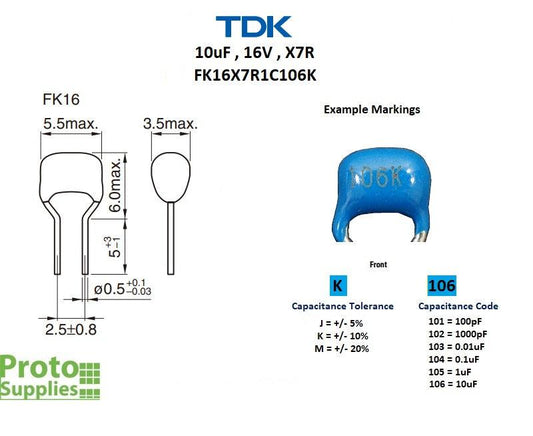 Capacitor Multilayer Ceramic 10uF 16V (5-Pack)