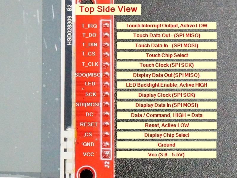 TFT LCD 2.8″ 240×320 RGB SPI Display with Touchscreen