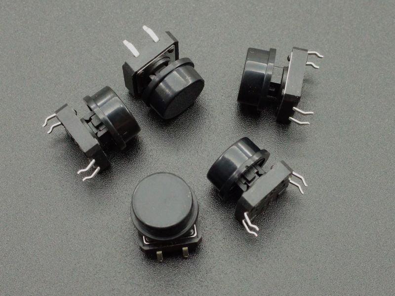 Tactile Momentary Pushbutton Black 12mm (5-Pack)