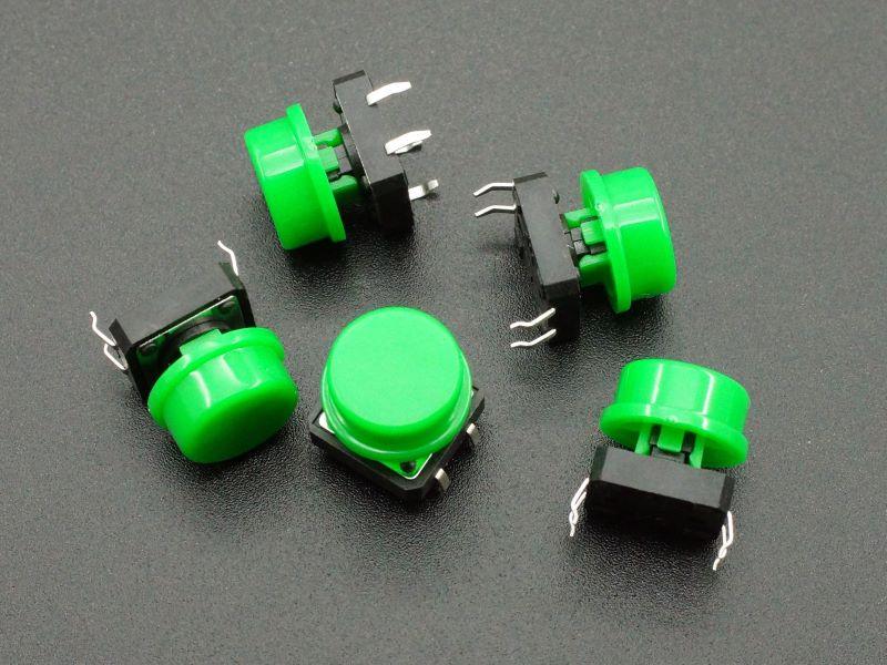 Tactile Momentary Pushbutton Green 12mm (5-Pack)