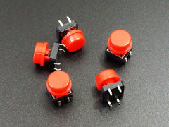 Tactile Momentary Pushbutton Red 12mm (5-Pack)