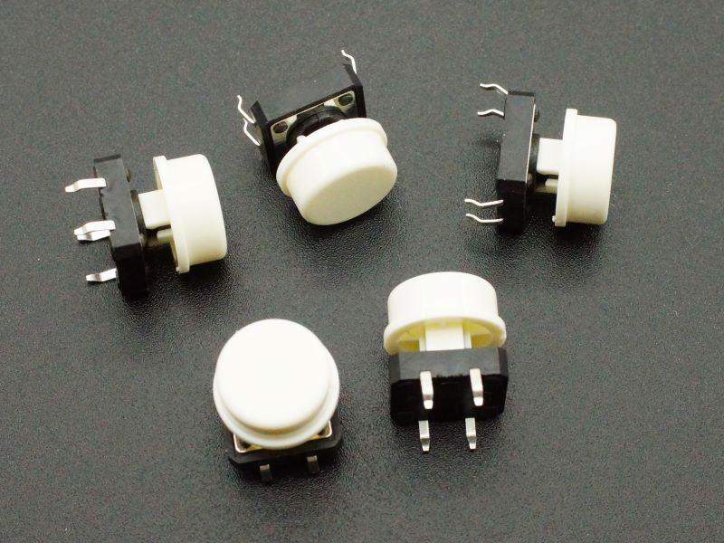 Tactile Momentary Pushbutton White 12mm (5-Pack)