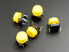 Tactile Momentary Pushbutton Yellow 12mm (5-Pack)