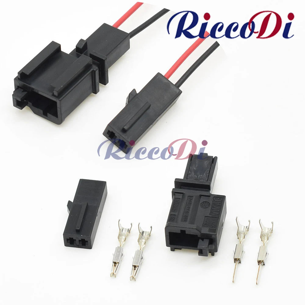 Front view of 2 pin automotive trunk light connector for secure electrical wiring