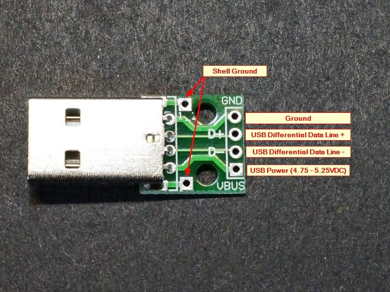 USB Type A Male to 2.54mm Header Breakout