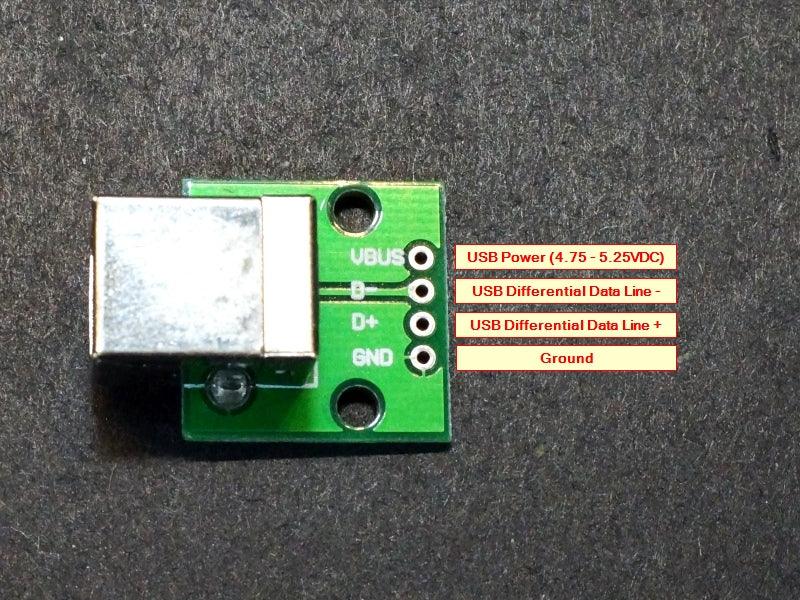 USB Type B Female to 2.54mm Header Breakout