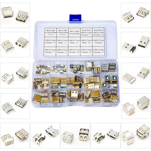 Usb Socket Kit USB 2.0 Female PCB Mount Socket Connector Kit 78pcs 17 Types | Keszoox