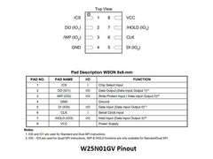 W25N01GV 128MB/1G-bit Serial NAND Flash For Teensy