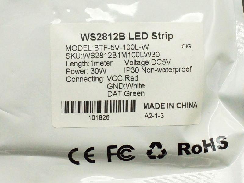 WS2812B Addressable RGB LED Strip 1m 100 LEDs