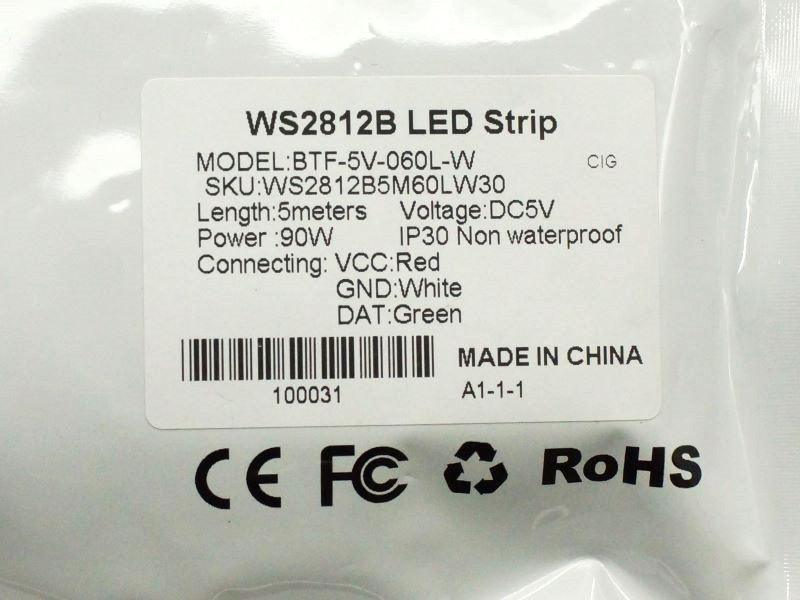 WS2812B Addressable RGB LED Strip 5m 300 LEDs