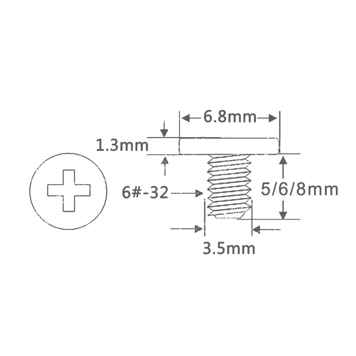 Phillips Flat Round Wafer Head Screw Bolt 6#-32x5/6/8mm for PC Case Hard Drive HDD Power Supply PSU Mount Computer Fixing Keszoox