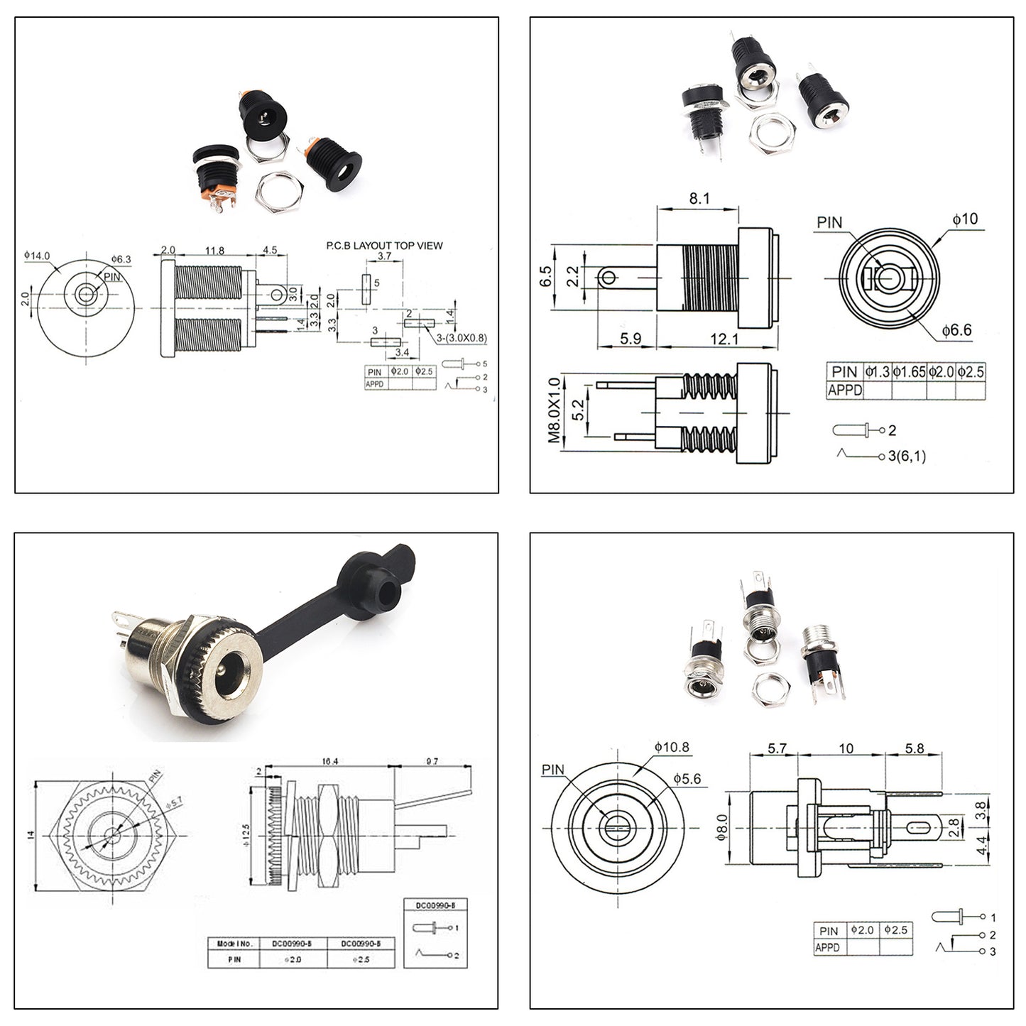 Protective waterproof rubber cap designed for 5.5x2.1mm DC panel mount socket connector