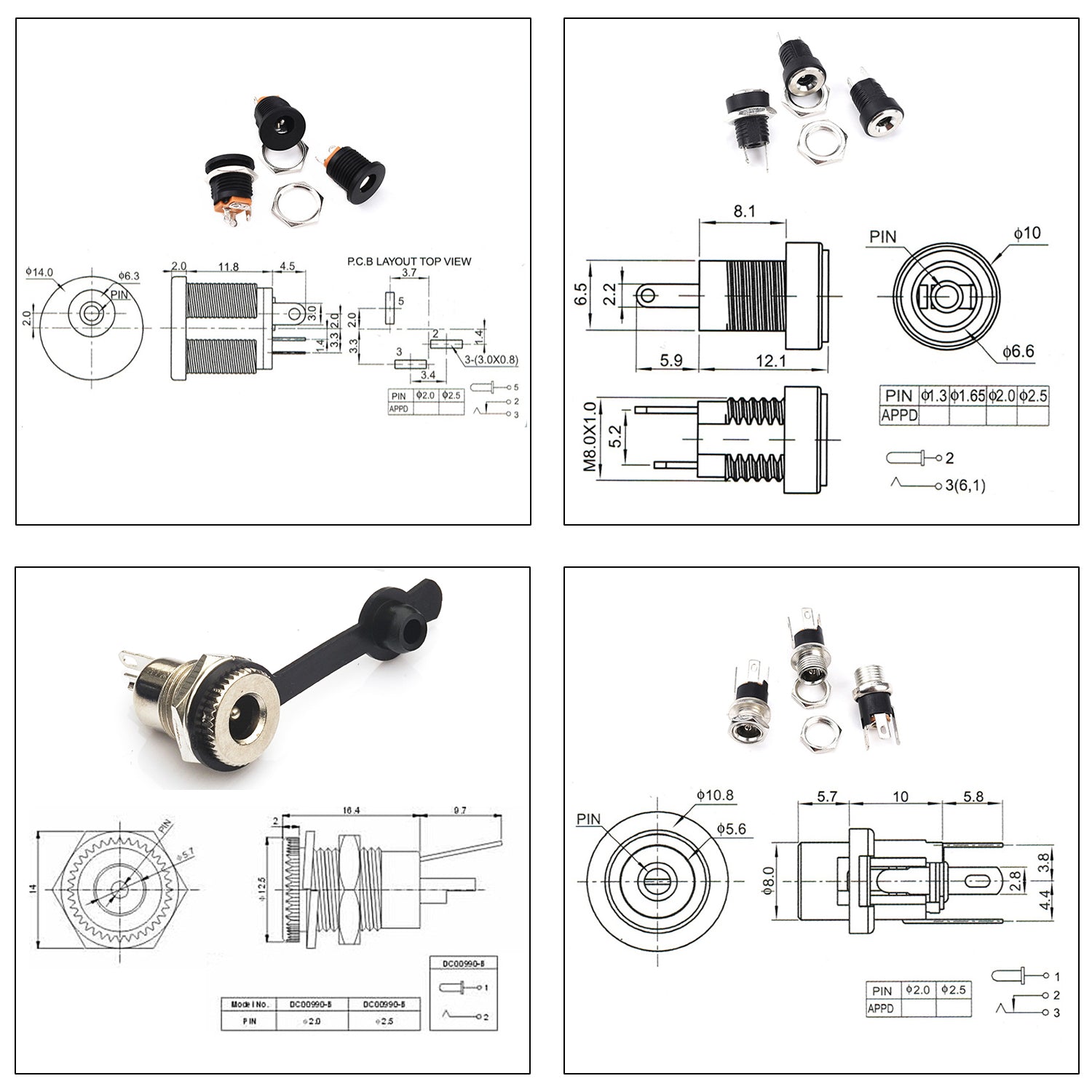 Protective waterproof rubber cap designed for 5.5x2.1mm DC panel mount socket connector