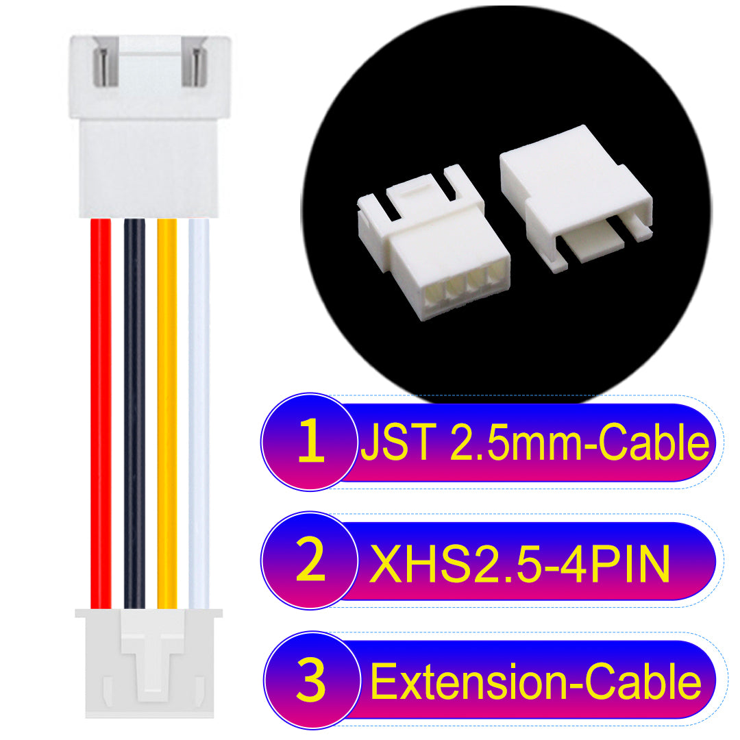 JST XHS with Belt Lock 4Pin Male Female Extension Cable, 2.54mm pitch, 22AWG copper wire, UL1007 certified, ideal for home appliances, electrical systems, and LED lighting applications.